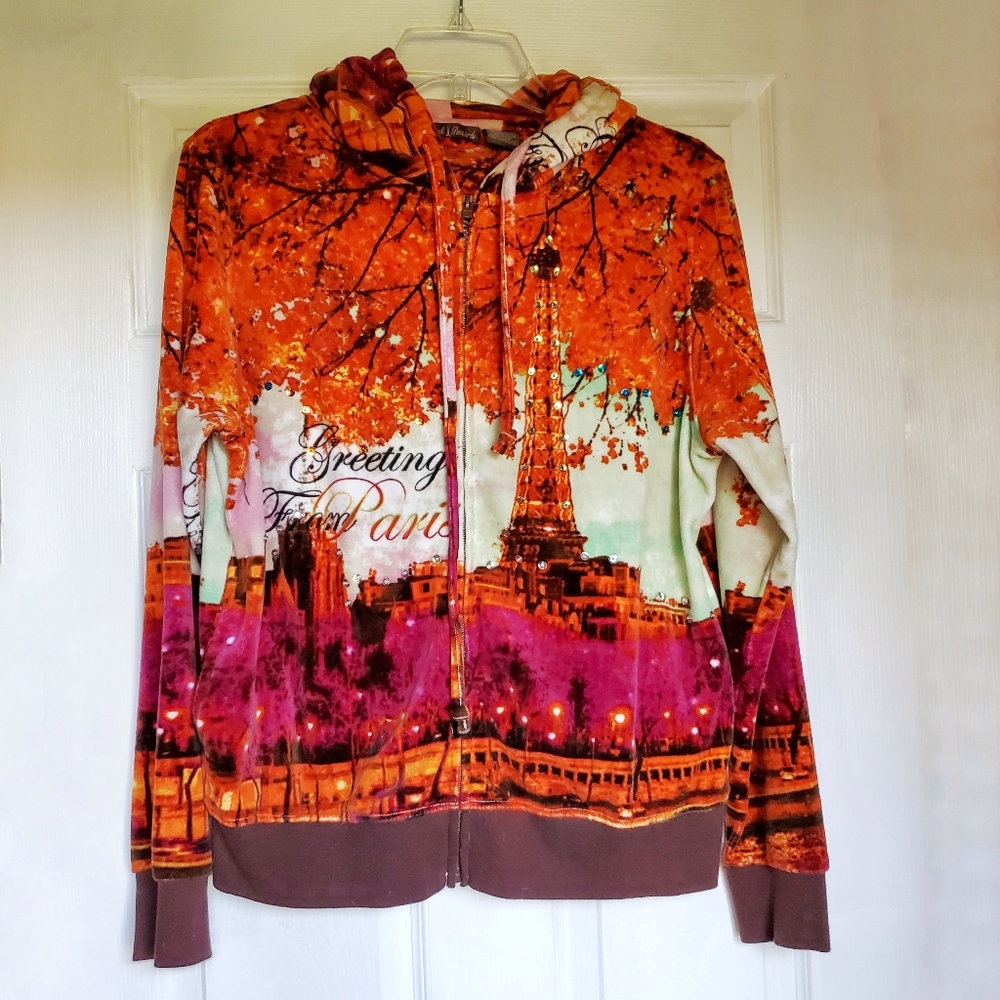French Postcards Womens Velour Jacket Orange Cream